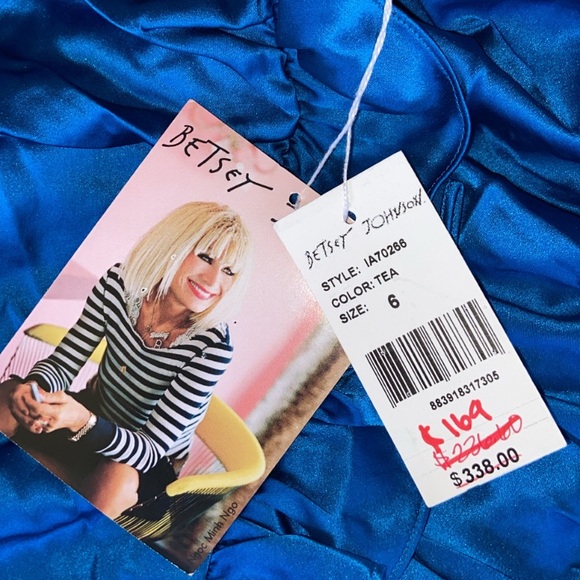 BETSEY JOHNSON ROYAL BLUE MERMAID SILK COCKTAIL DRESS💙 - Picture 4 of 7